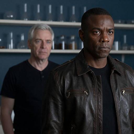 Two Men in a Dimly Lit Room