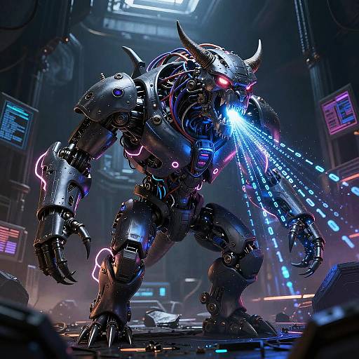 Cybernetic Beast in Neon Dungeon