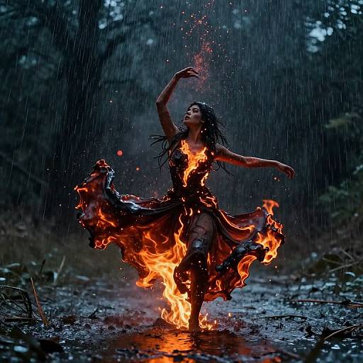 Ethereal Dance of Fire and Rain