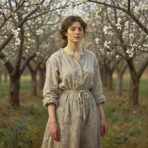 Serene Country Woman in Orchard