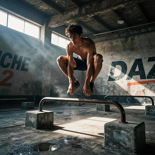 Parkour Athlete Performing Precision Vault