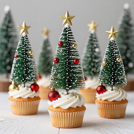 Whimsical Miniature Christmas Tree Cupcakes