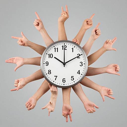 Surreal Clock with Gesturing Arms