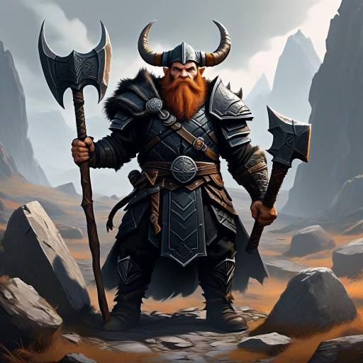 Stoic Dwarven Warrior in Black Armor