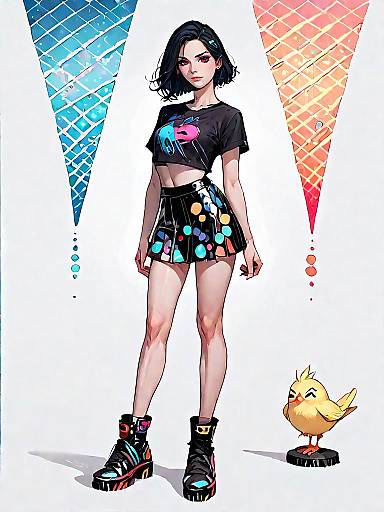 Chic Comic Style Full-Body Portrait