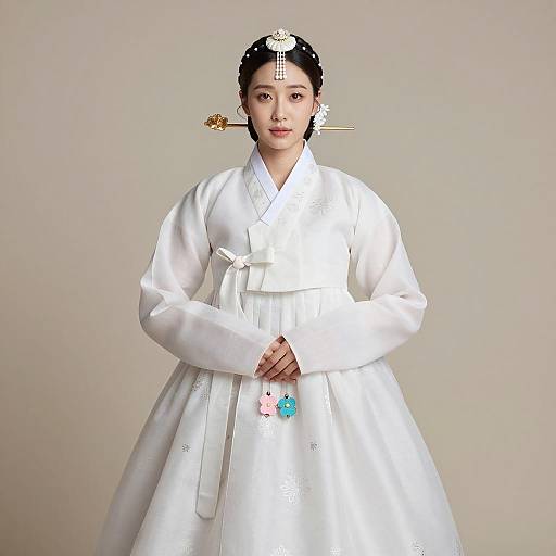 Elegant Korean Woman in Ceremonial Hanbok
