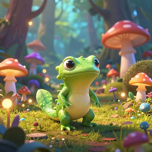 Mystical Salamander in Psychedelic Forest