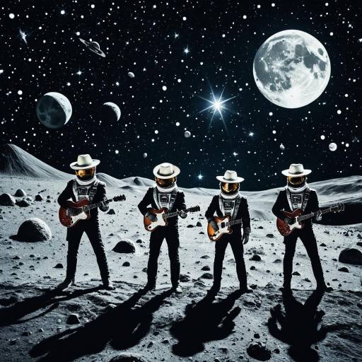 Surreal Martian Rock Band on Moon Surface