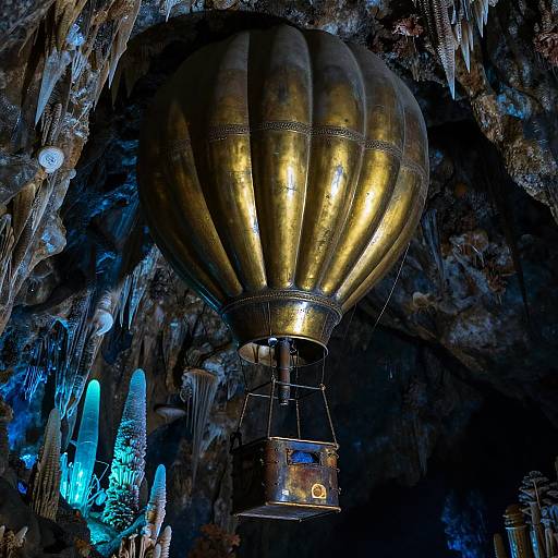Brass Hot-Air Balloon Descends Into Cave