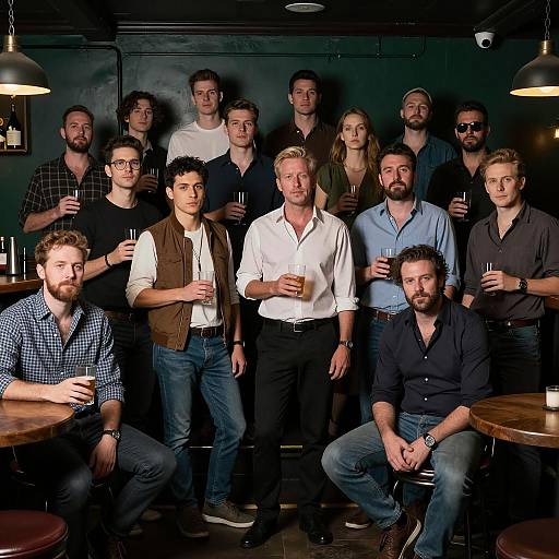 Group of People at Dimly Lit Bar