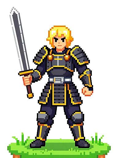 Pixel Art Samurai with Claymore