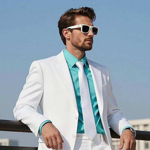 Confident Man in Stylish White Suit
