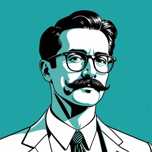 Elegant Minimalist Mustached Man Portrait