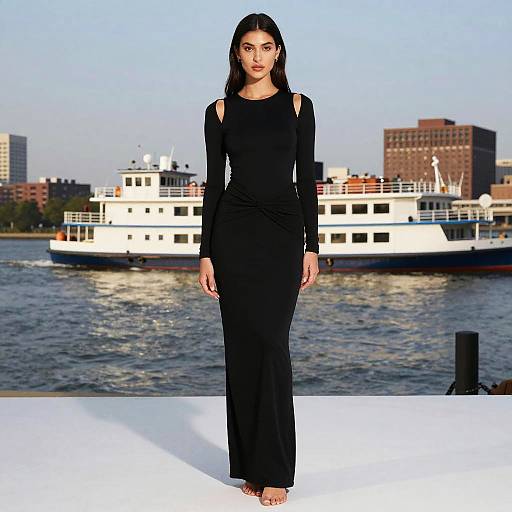Elegant Woman by Hudson Riverboat