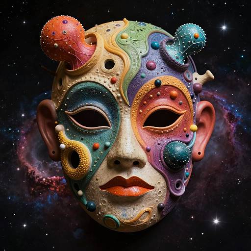 Surreal Fantasy Mask with Cosmic Elements