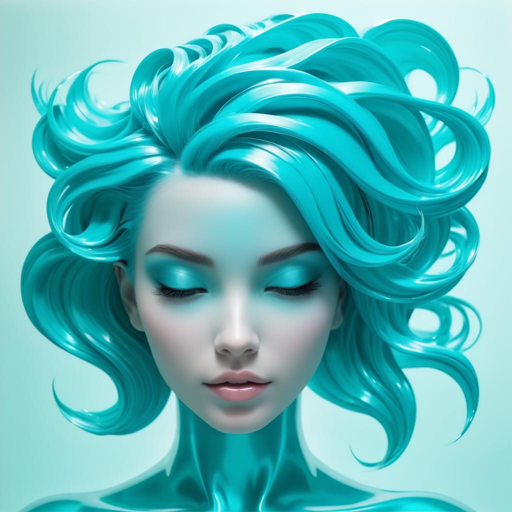 Dreamy Turquoise Girl in Hyper-Detail