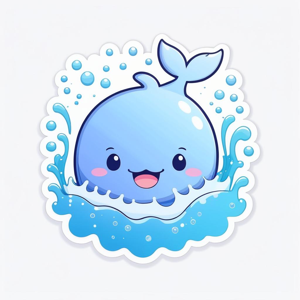 Charming Kawaii Whale Die-Cut Sticker