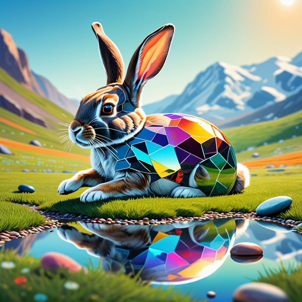 Futuristic Rabbit in a Serene Meadow