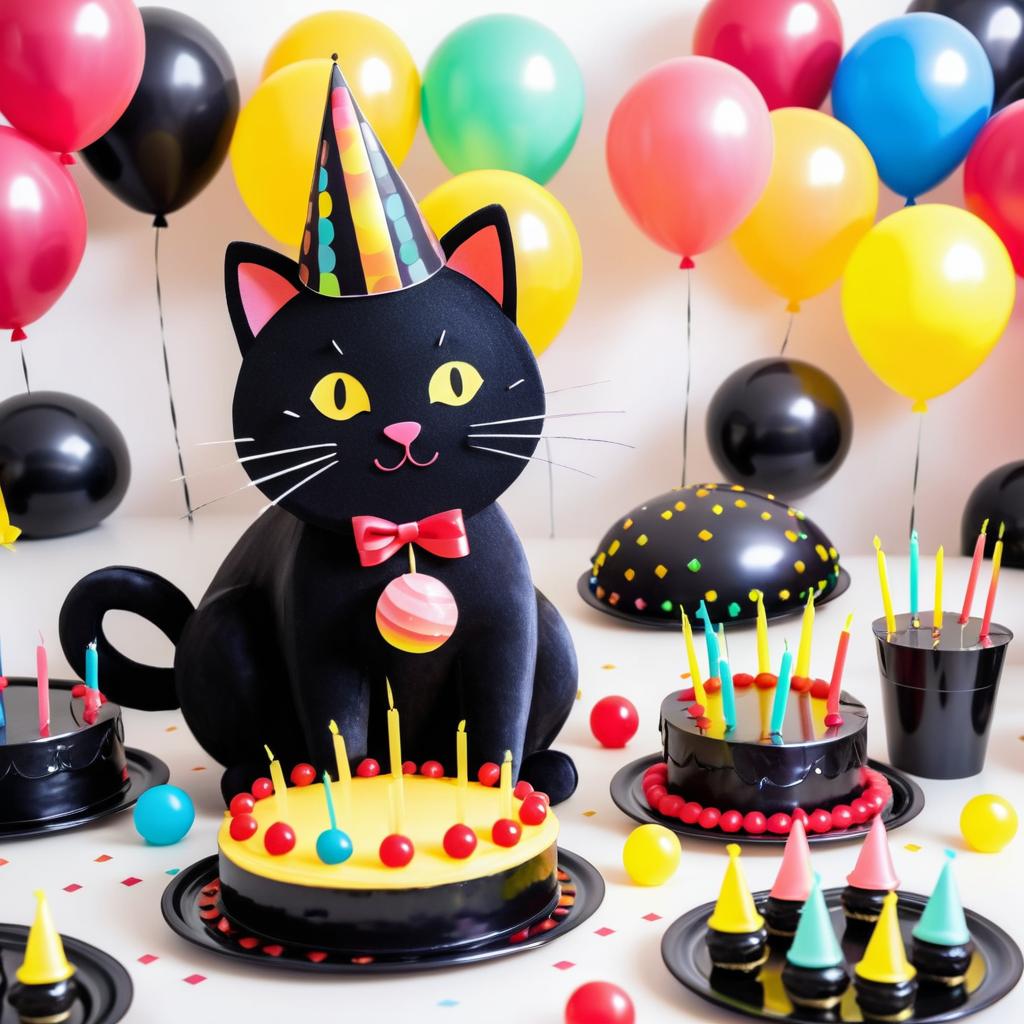 Festive Birthday Party for a Black Cat