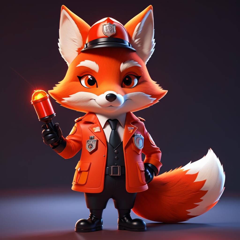 Charming Fox in Policier Costume Illustration