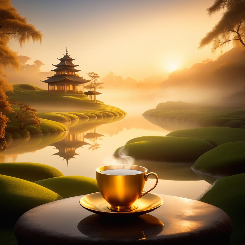 Mystical Tea Experience in Golden Light