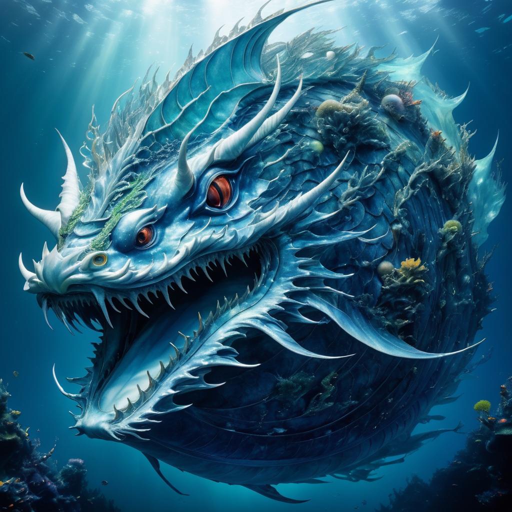 Amano-Inspired Mythical Sea Creature Art