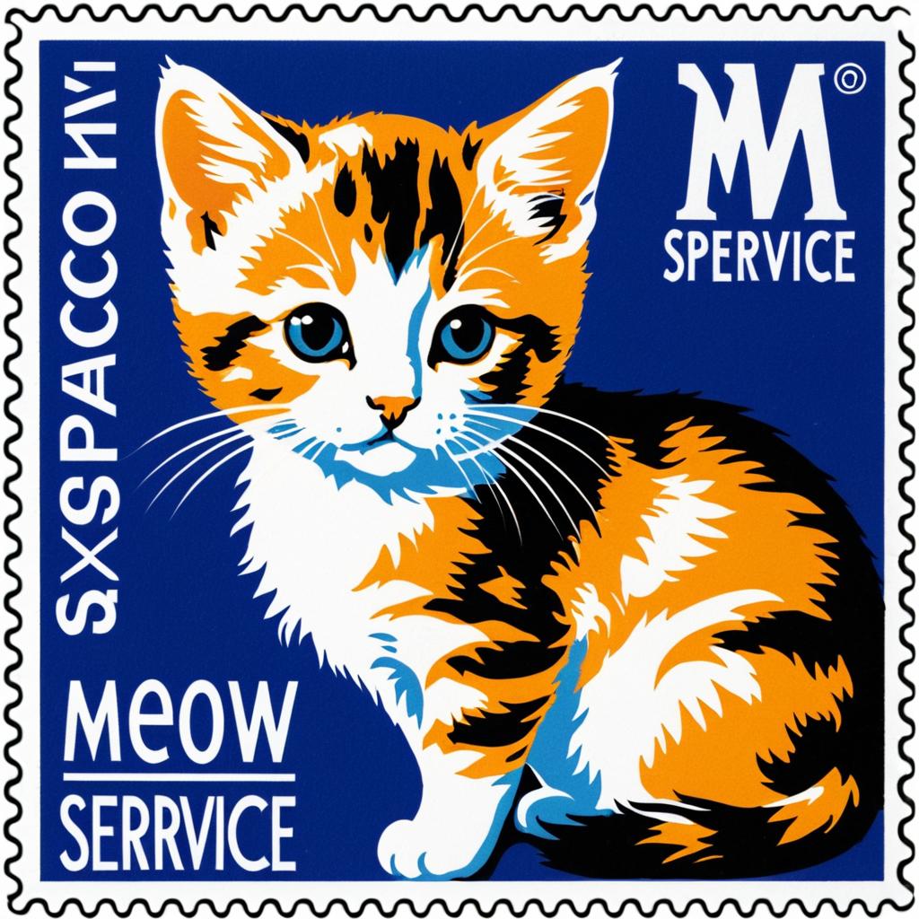 Curious Kitten Postage Stamp Design