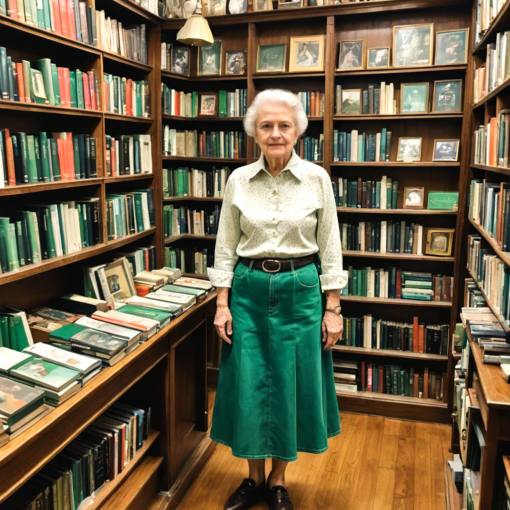 Elderly Woman in Quaint Bookstore