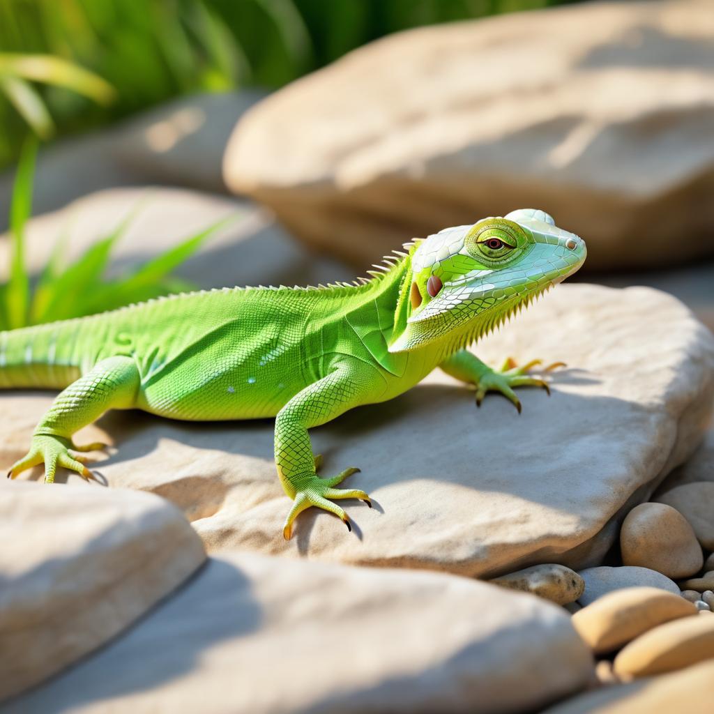 Realistic Lizard on a Serene Rock