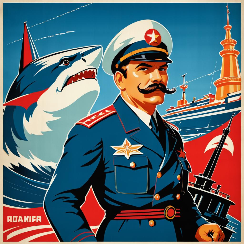 Proud Shark Captain: Soviet Propaganda Poster