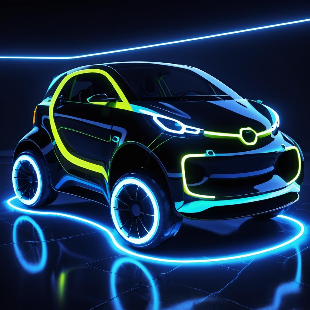 Futuristic Electric Car with Luminous Tires