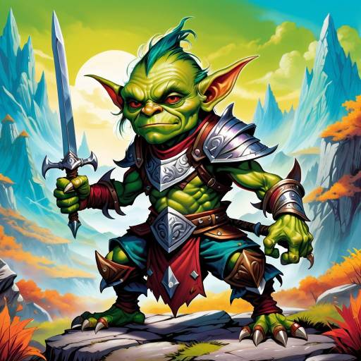 Vibrant Goblin Warrior in Battle Stance Vibrant Goblin Warrior in Battle Stance