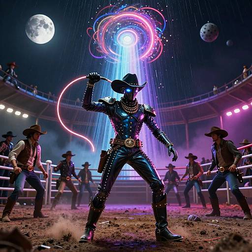 Neon Lunar Rodeo: Cosmic Latex Cowboy