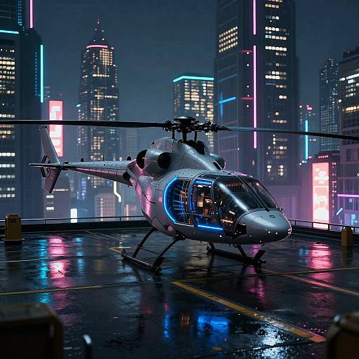 Cyberpunk Helicopter Rooftop Landing