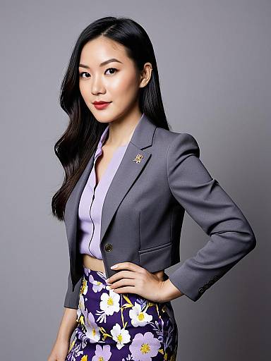 Chic Asian Woman in Tailored Outfit