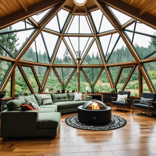 Interior of Eco-Friendly Geodesic Dome Living Room