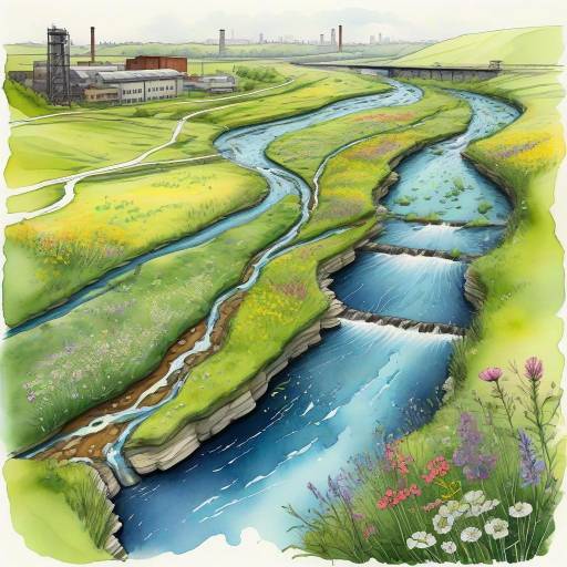 Contrasting Watercolor River System Sketch