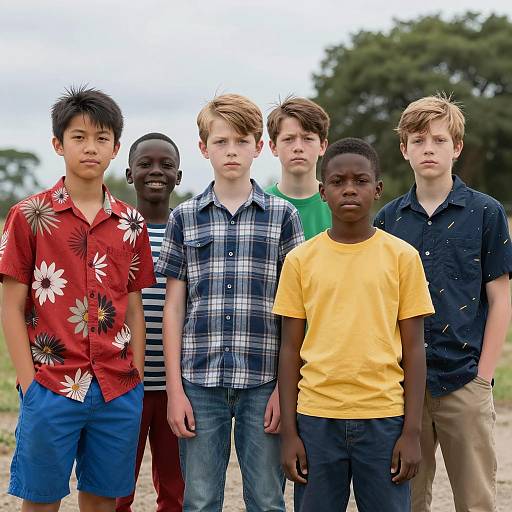 Diverse Group of Boys Outdoors