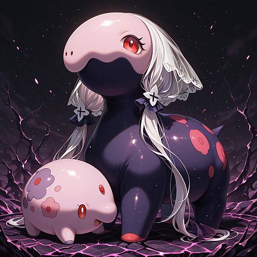 Illustration of Munna, pokemon in the style of Mogu (au1127)