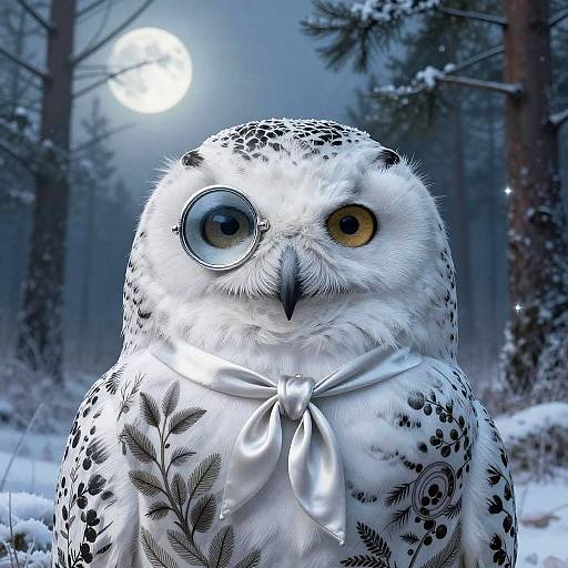 Curious Snowy Owl in Vintage Grove