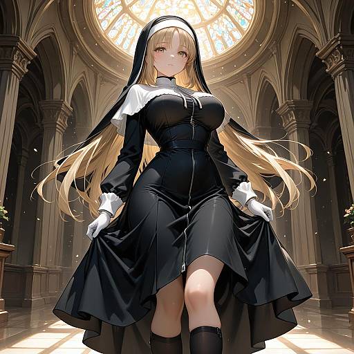 High-Quality Nun Girl Character