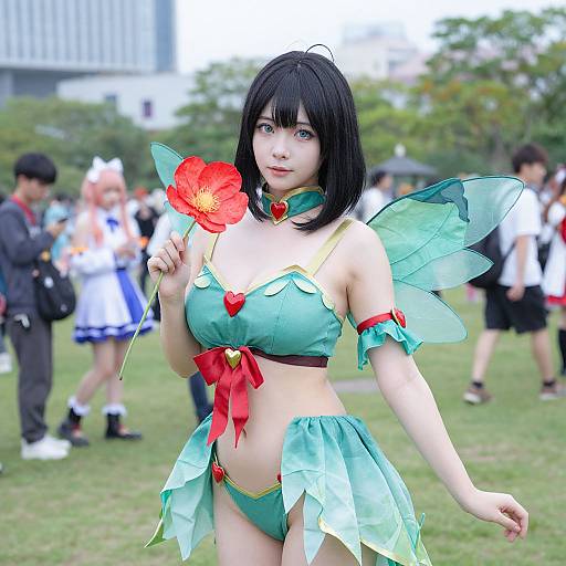 Elegant Ponyo Cosplay in Japanese Park
