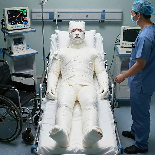Full Body Cast in Hospital Scene