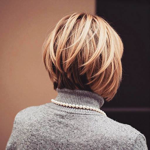 Stylish Blonde Bob with Pearl Necklace