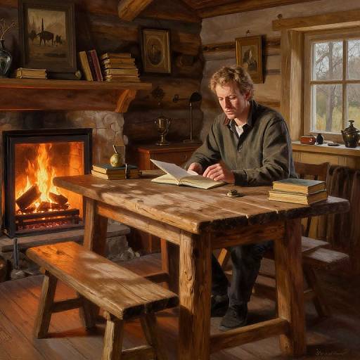 Cozy Cabin Portrait with Warm Fireplace