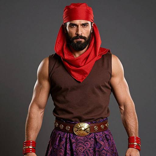 Charismatic Rugged Man in Vibrant Fashion