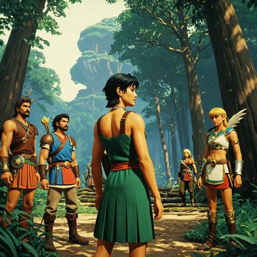 Fantasy Game Characters in Mystical Forest