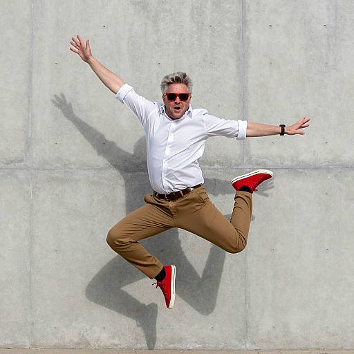 Dynamic Mid-Air Jump with Intense Expression