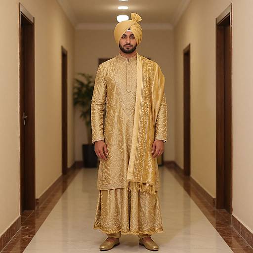 Man in Turban with Gold Shawl