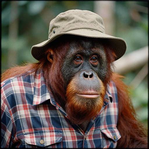 Sumatran Orangutan Vintage Portrait